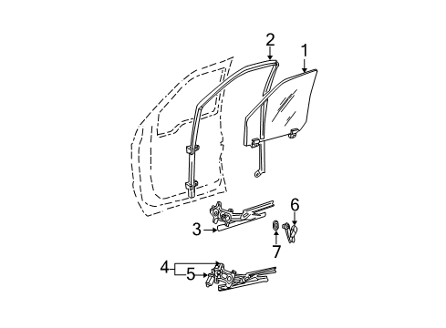 2001 Ford F-250 Super Duty Front Door - Glass & Hardware Diagram