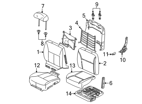 2002 Mercury Sable Seat Back Cover Assembly Diagram for 1F1Z-5464416-EAA