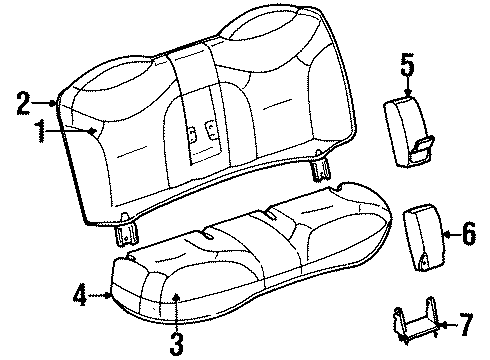 2000 Lincoln Town Car Rear Seat Cushion Pad Diagram for YW1Z-54600A88-BA