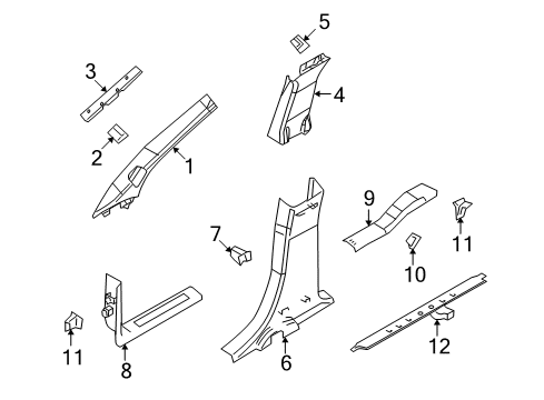 2018 Lincoln MKT Plate - Door Scuff Diagram for AE9Z-7413229-AB