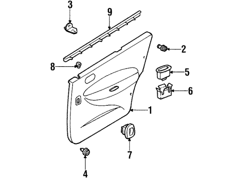 1999 Mercury Tracer Weatherstrip - Door Diagram for F7CZ-5425861-AA