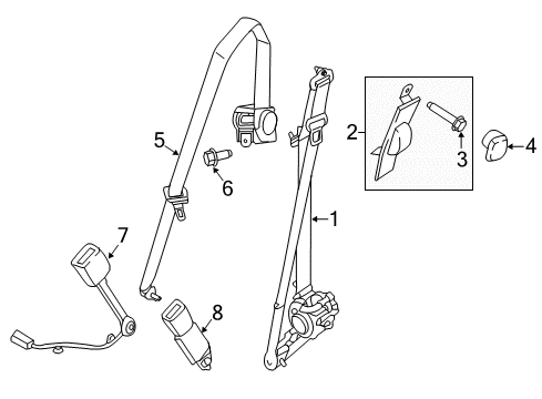 2019 Ford F-350 Super Duty Front Seat Belts Diagram 3 - Thumbnail