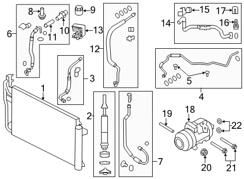 2011 Ford Edge A/C Condenser, Compressor & Lines Diagram