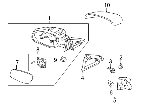 2013 Ford Taurus Mirror Assembly - Rear View Outer Diagram for DG1Z-17683-B