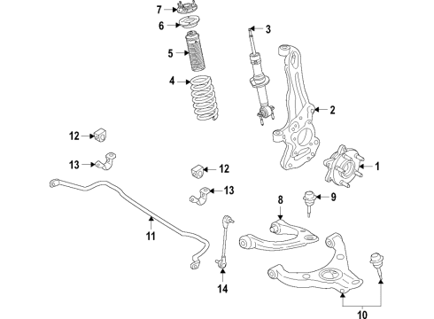 2022 Ford Bronco BEARING - FRONT SUSPENSION STR Diagram for MB3Z-18198-B