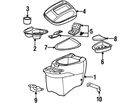 2001 Lincoln Navigator Panel Assembly Console Diagram for 1L7Z78045A36AAA