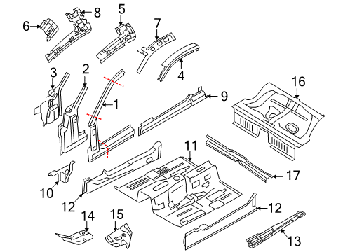 2014 Ford Mustang Hinge Pillar, Rocker, Floor Diagram