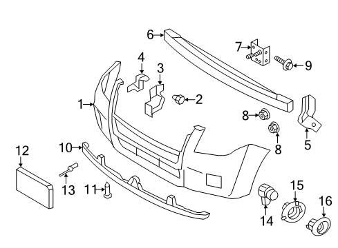 2009 Mercury Mariner Front Bumper Diagram 2 - Thumbnail