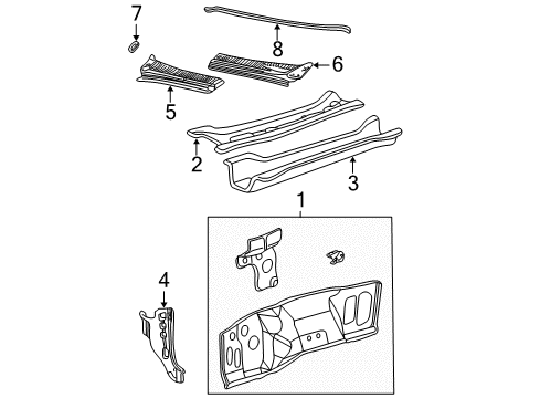 2001 Ford F-250 Super Duty Cab Cowl Diagram