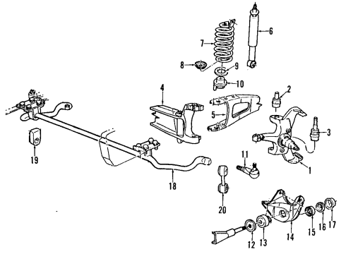 1988 Ford F-150 Front Suspension Components, King Pin, Stabilizer Bar Diagram