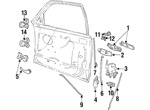 1992 Ford Crown Victoria Front Door - Lock & Hardware Diagram