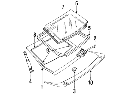 1991 Ford Probe Hatch Lift Support Diagram for FO2Z61406A10B