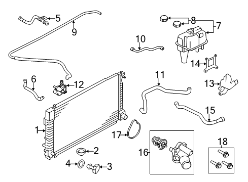 2011 Ford Escape Radiator & Components Diagram 4 - Thumbnail