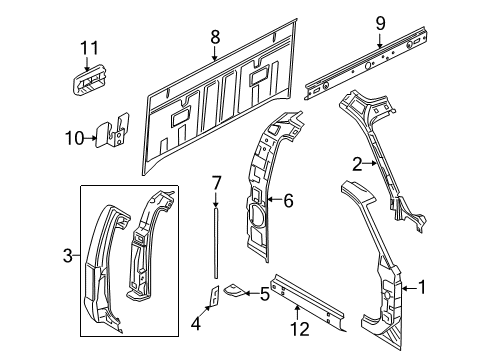 2009 Ford F-250 Super Duty Back Panel, Hinge Pillar, Rocker Panel Diagram 2 - Thumbnail