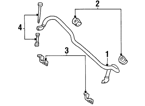 2000 Lincoln Navigator Stabilizer Bar & Components - Front Diagram