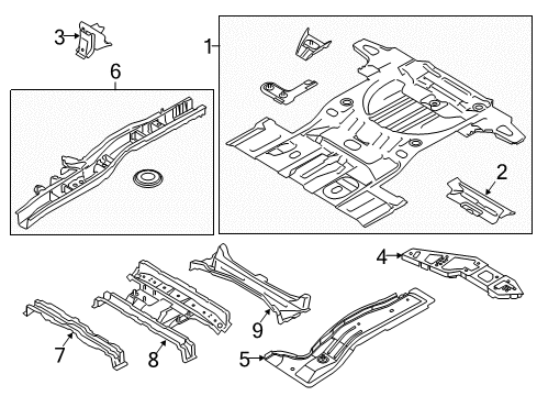 2013 Ford Edge Rear Floor & Rails Diagram