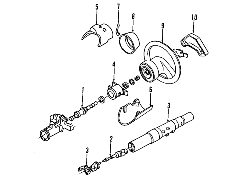 1993 Ford Explorer Steering Column & Wheel, Steering Gear & Linkage Diagram 1 - Thumbnail