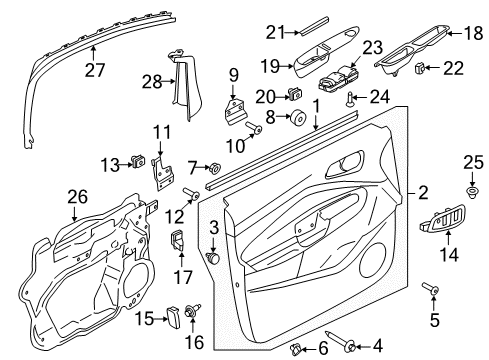 2015 Ford C-Max Interior Trim - Front Door Diagram