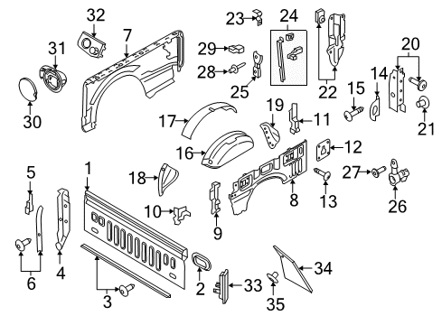 2019 Ford F-350 Super Duty Front & Side Panels Diagram