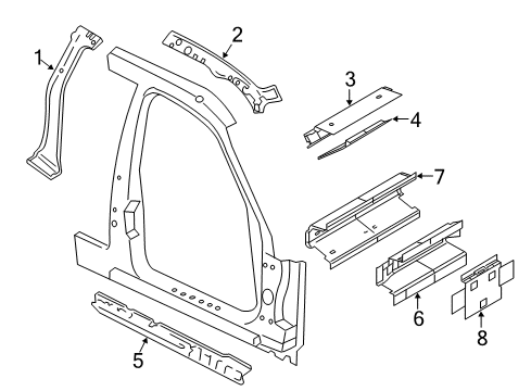 2004 Ford Crown Victoria Extension - Side Member Diagram for YW1Z-5410254-AA