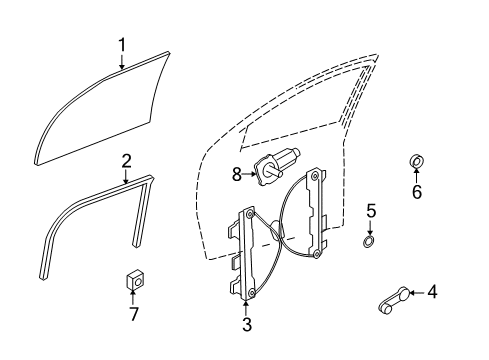 2010 Ford Focus Regulator - Window - Less Motor Diagram for 8S4Z-6323200-A