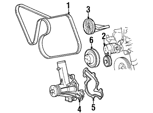 1996 Ford Mustang Water Pump, Belts & Pulleys Diagram