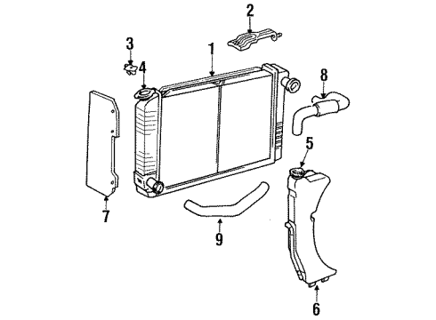 1991 Ford Mustang Radiator & Components Diagram