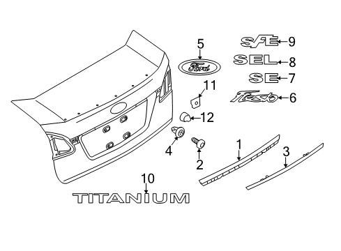 2013 Ford Fiesta Exterior Trim - Trunk Lid Diagram