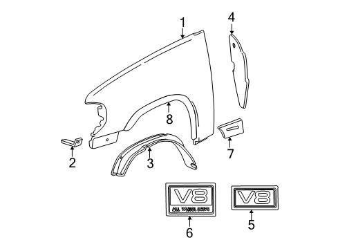 1996 Ford Explorer Fender Assembly - Front Diagram for XL2Z-16006-DA