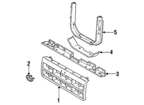 1991 Ford Ranger Grille & Components Diagram