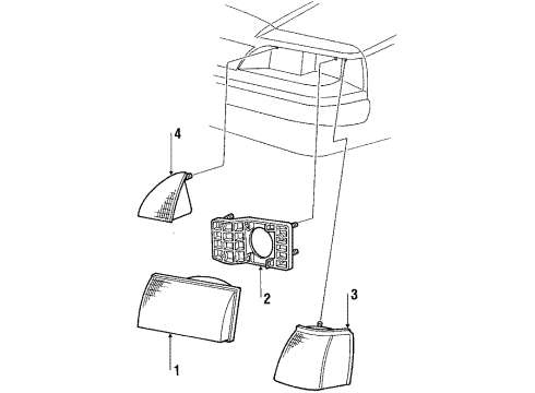 1987 Ford Thunderbird Headlamp Components, Park Lamps Diagram