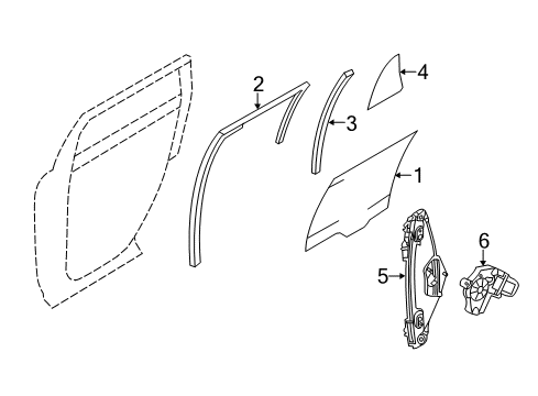 2014 Lincoln MKX Rear Door - Glass & Hardware Diagram