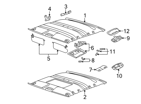 2005 Ford Five Hundred Headlining - Roof Diagram for 5G1Z-5451916-AAD