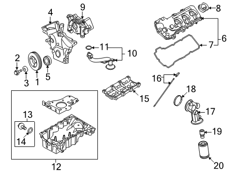 2009 Mercury Sable Engine Parts, Mounts, Cylinder Head & Valves, Camshaft & Timing, Variable Valve Timing, Oil Pan, Oil Pump, Crankshaft & Bearings Diagram