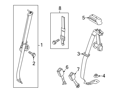 2017 Ford F-250 Super Duty Rear Seat Belts Diagram