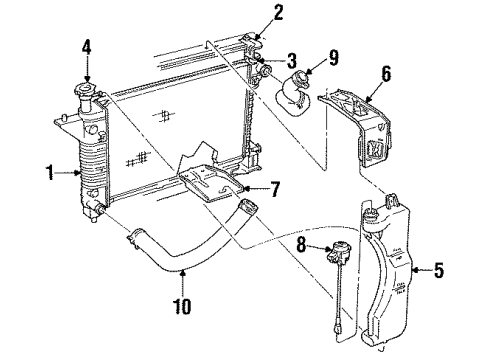 1995 Ford Mustang Radiator & Components Diagram