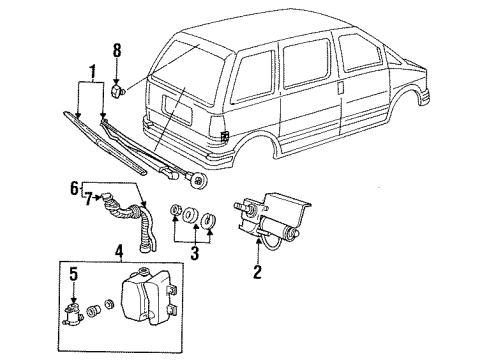 1992 Ford Aerostar Lift Gate - Wiper & Washer Components Diagram