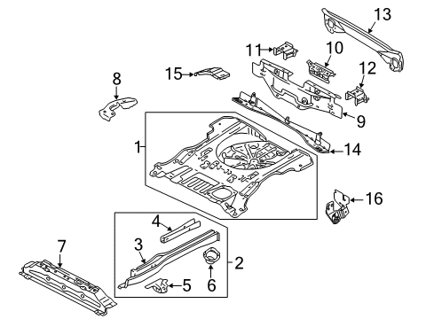 2003 Ford Escape Rear Body - Floor & Rails Diagram