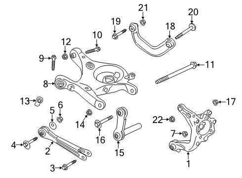 2020 Ford Explorer Rear Suspension Components, Lower Control Arm, Upper Control Arm, Ride Control, Stabilizer Bar Diagram