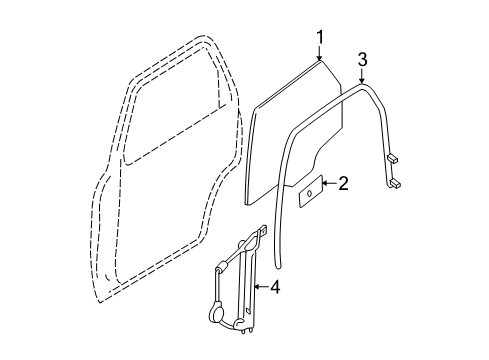 2009 Ford Escape Rear Door - Glass & Hardware Diagram