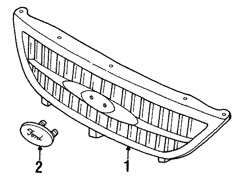 2000 Ford Windstar Grille - Radiator Diagram for YF2Z-8200-BA