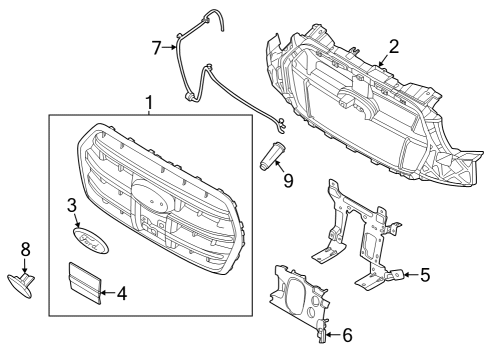 2023 Ford E-Transit Grille & Components Diagram