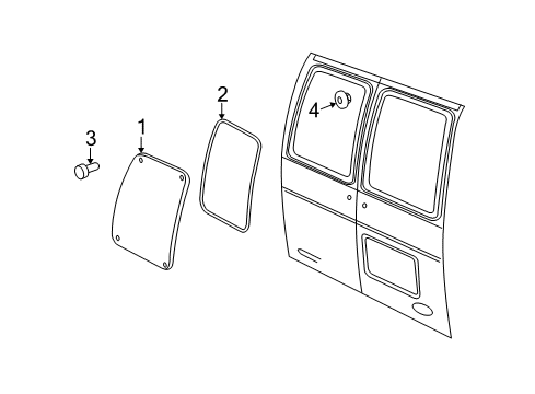 2012 Ford E-150 Back Door - Glass & Hardware Diagram