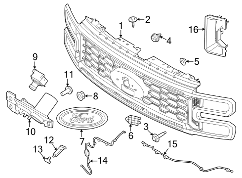 2024 Ford F-250 Super Duty Grille & Components Diagram