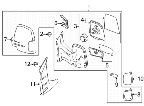 2023 Ford Transit-150 Outside Mirrors Diagram 1 - Thumbnail