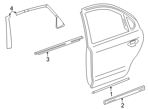 2009 Mercury Sable Exterior Trim - Rear Door Diagram