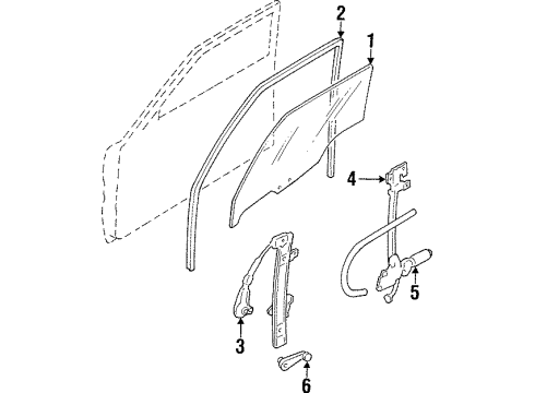 2001 Ford Escort Regulator And Motor Diagram for F7CZ-5423208-AA