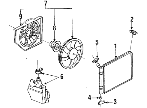 1995 Mercury Tracer Fan And Motor Assembly Diagram for F5CZ-8C607-A