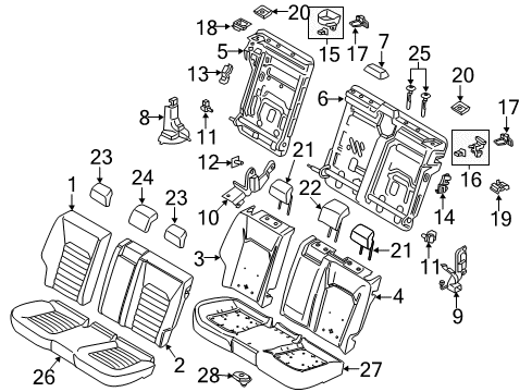 2019 Ford SSV Plug-In Hybrid Rear Seat Components Diagram