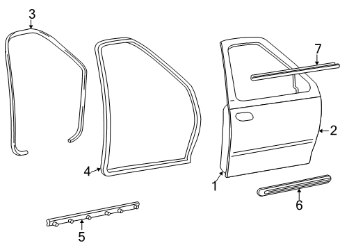 2002 Ford F-150 Front Door & Components, Exterior Trim Diagram